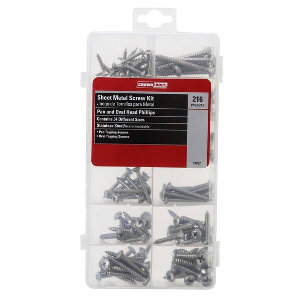 Everbilt Stainless Steel Sheet Metal Screw Kit (216Pack) 800824 The Home Depot