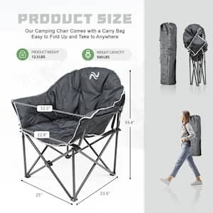 2PK Oversized Camping Chair, Fully Padded Folding Moon Saucer Chair, Heavy Duty Folding Chair with Cup Holder&Carry Bag