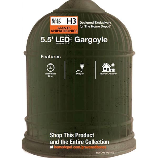 Home Accents Holiday 5.5 FT Grave & Bones LED Gargoyle 26PA05415