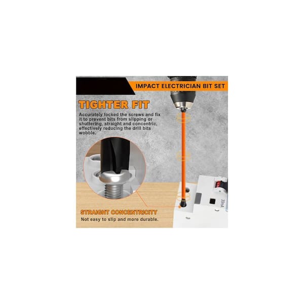 Yichuhaoxi Impact Electrician Bit Set 1/4 in. Shank 9 Bit S2 Steel