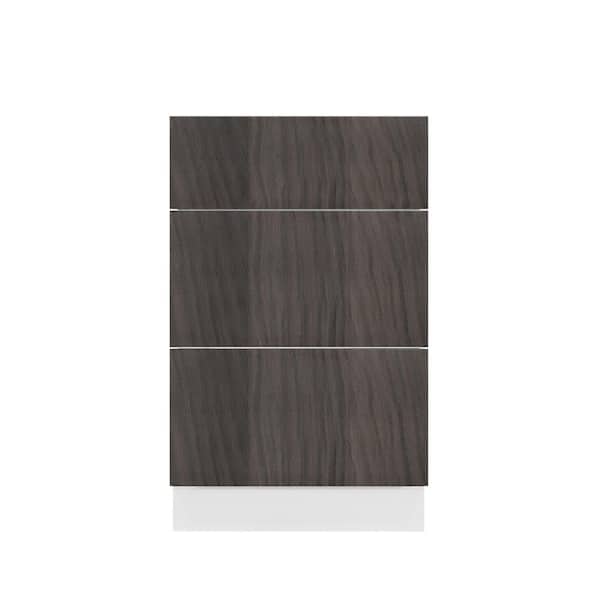 LIFEART CABINETRY Valencia Assembled 15 in. W x 24 in. D x 34.5 in. H in Chateau Brown Plywood Assembled 3-Drawer Base Kitchen Cabinet