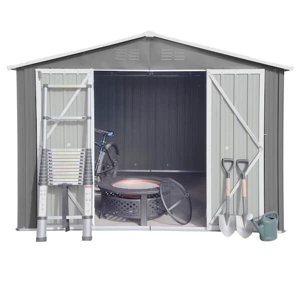 Metal Garden Sheds 10 ft. x 8 ft. Outdoor Storage Sheds Grey (83.3 sq. ft.)