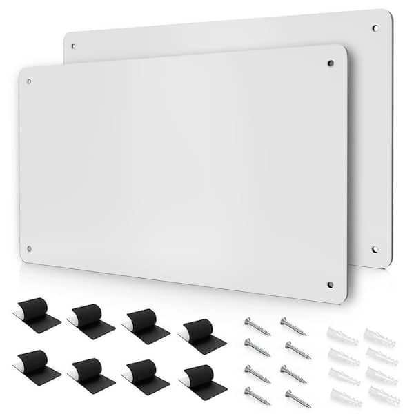 17.1 in. x 11.8 in. Outdoor/Indoor Metal Magnetic Bulletin Board to Display for Wall Cubicle Cabinet, White (2-Pack)