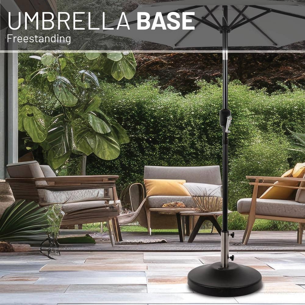Black Metal Rolling Free-Standing Umbrella Base