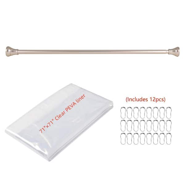Utopia Alley Adjustable 72 in. Shower Curtain Tension Rod - Rust-Proof Aluminum with Rubber End Cap, Brushed Nickel Finish