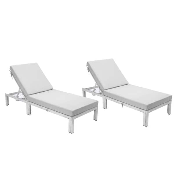 Leisuremod Chelsea Modern Weathered Grey Aluminum Outdoor Chaise Lounge