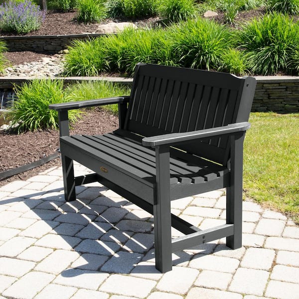 Exeter 52 in. 2-Person Black Plastic Outdoor Bench