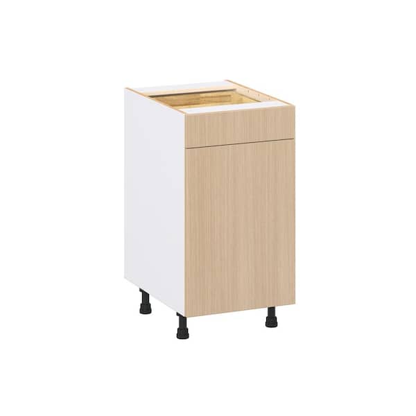 Timberline 18 in W x 24.5 in D x 34.5 in H Assembled Shaker Double Trash Can Kitchen Cabinet in Mojavi Oak with Drawer