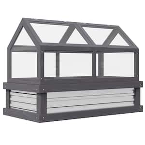 48 in.x24 in.x32.25 in. Fir Wood, PC Board Gray Cold Frame GREENHOUSE