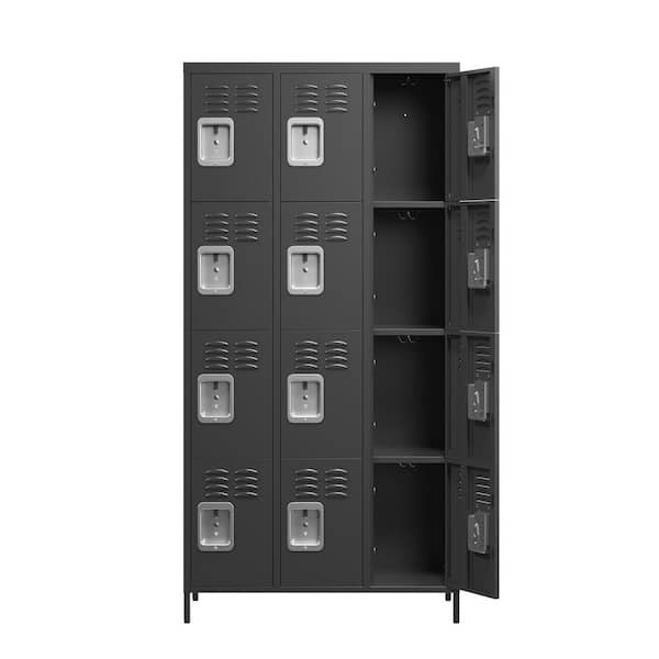 Amucolo 35.4 in. W x 72 in. H x 15.8 in. D Metal Freestanding Cabinet in Black with Lock for Home Gym Office School Garage