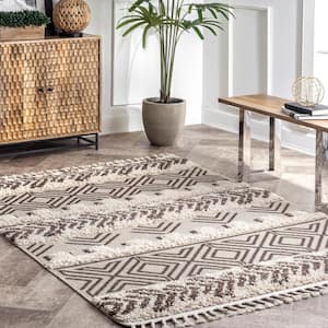 Zuri Shaggy Banded Tribal Brown 6 ft. 7 in. x 9 ft. Area Rug