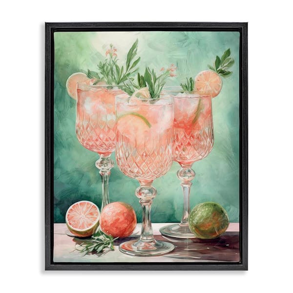 Stupell Industries Pastel Grapefruit Cocktails by Daphne Polselli Black Floater Frame Food Graphic Art Print 31 in. x 25 in.