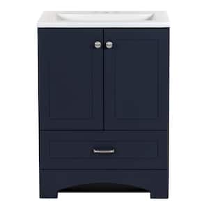 Lancaster 24 in. W x 19 in. D x 33 in. H Single Sink Bath Vanity in Deep Blue with White Cultured Marble Top