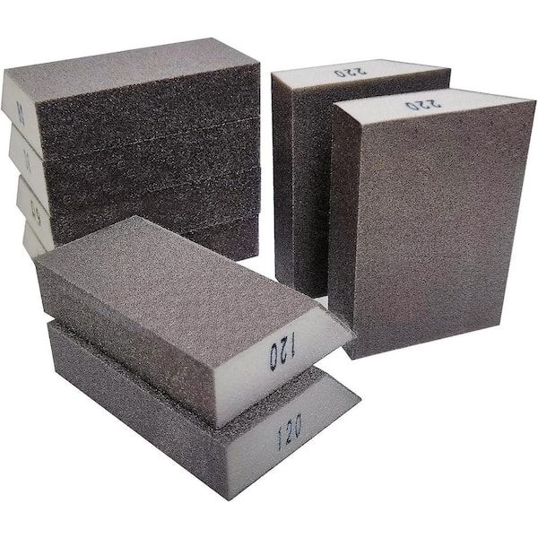 8-Pack Assorted Grit Sanding Sponge Kit-60/80/120/220 Coarse to Fine, Washable & Reusable for Wood, Metal, Drywall