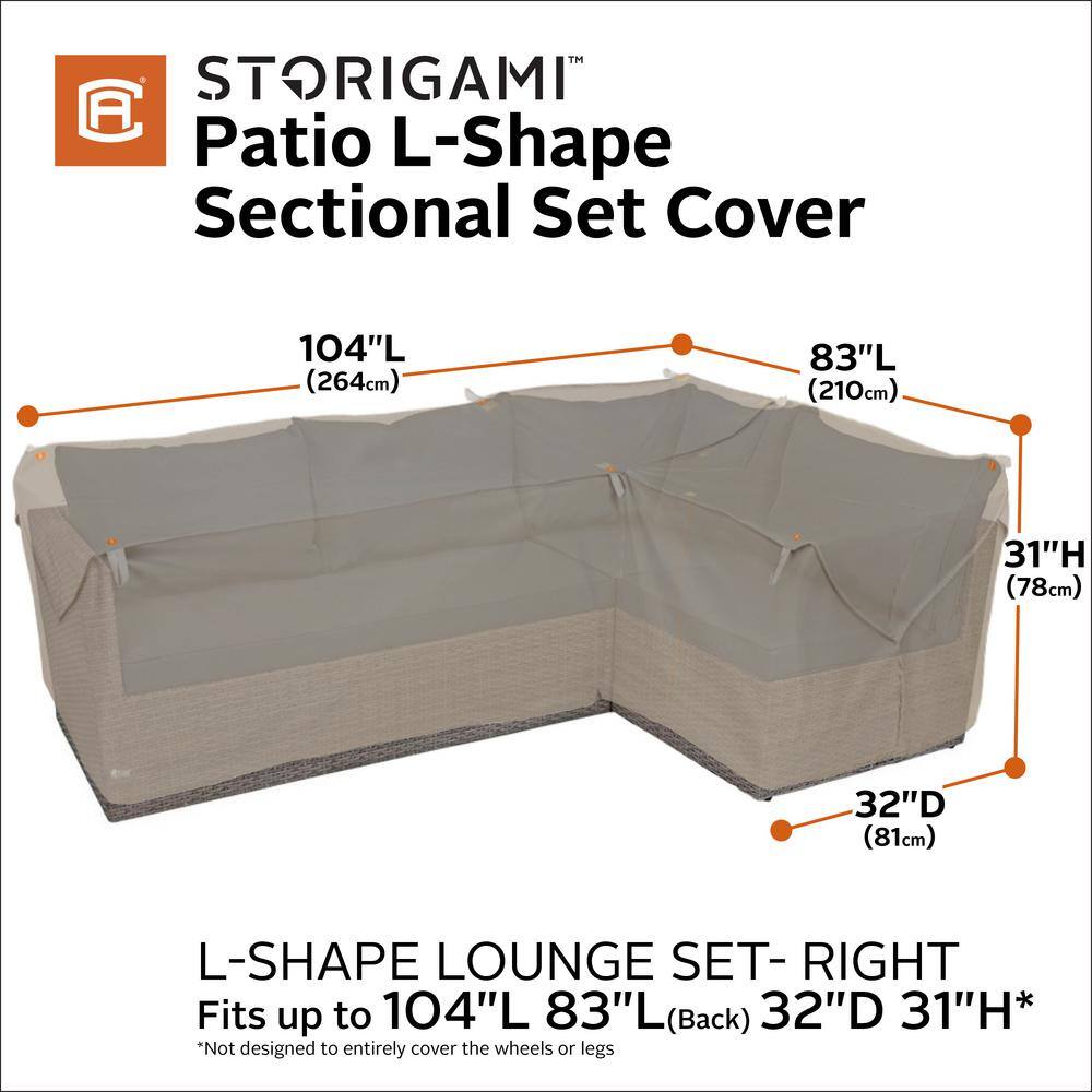 Goat Tan Water-Resistant Patio Sectional Cover, 104 Inch