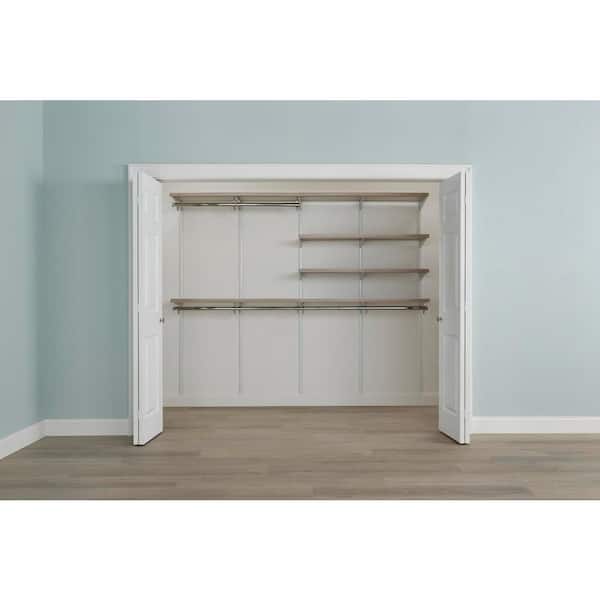 Everbilt Genevieve 8 ft. Gray Adjustable Closet Organizer Double and Short Hanging Rods with 8 Shelves