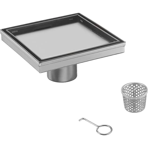 Elegante Drain Collection 6 in. Square Stainless Steel Shower Drain - Tile Insert