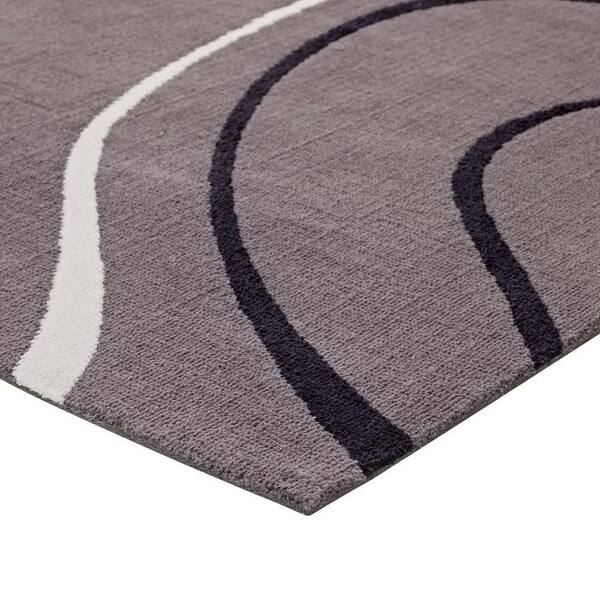 Therese 5ft. x 8ft. Charcoal Black and Ivory Abstract Swirl Area Rug