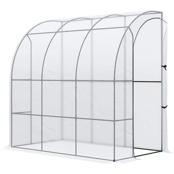 New 84.25 in. W x 46.5 in. D x 83.5 in. H Plastic Lean-to Clear Greenhouse, Green House Plant Nursery with Roll-up Door