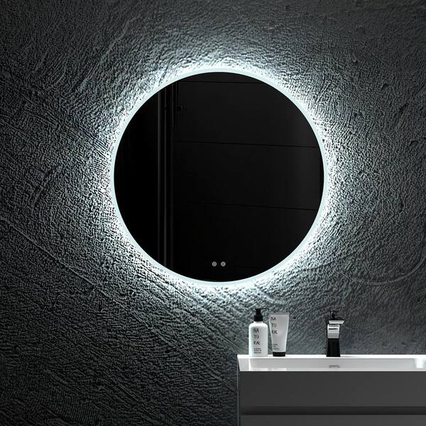 Dropship 20 Inch Round Backlit Bathroom Mirror, LED Round Mirror