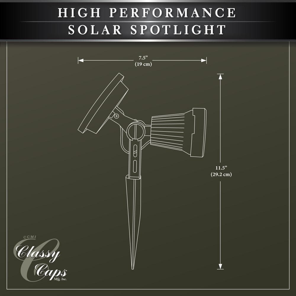 Black Aluminum Solar LED Landscape Spotlight