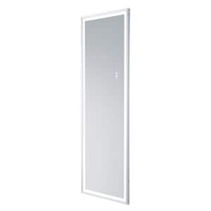 22 in. x 65 in. Modern Rectangle Framed LED Floor Silver Standing Mirror with Dimmer Touch Switch