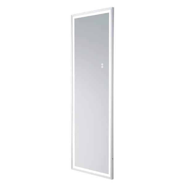 aisword 22 in. x 65 in. Modern Rectangle Framed LED Floor Silver Standing Mirror with Dimmer Touch Switch