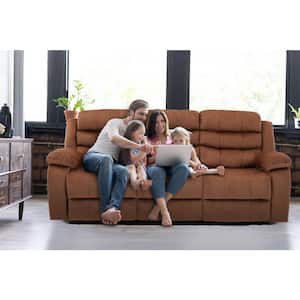75.6 in W Brown Slope Arm Polyester L Shaped Rectangle Recliner Sofa