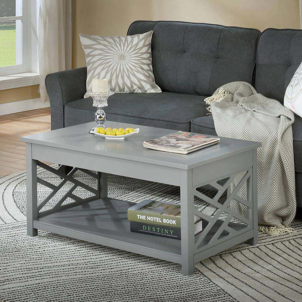 Coventry Gray Pine Wood 3-Piece Coffee and End Table Set with Drawers