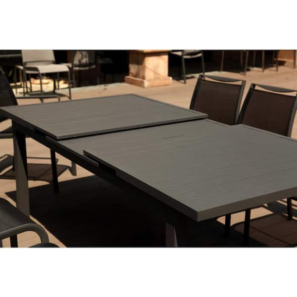 HomeRoots Danielle Black And Gray Metal Aluminum 71 in 4-Legs Dining Table (Seats 6)