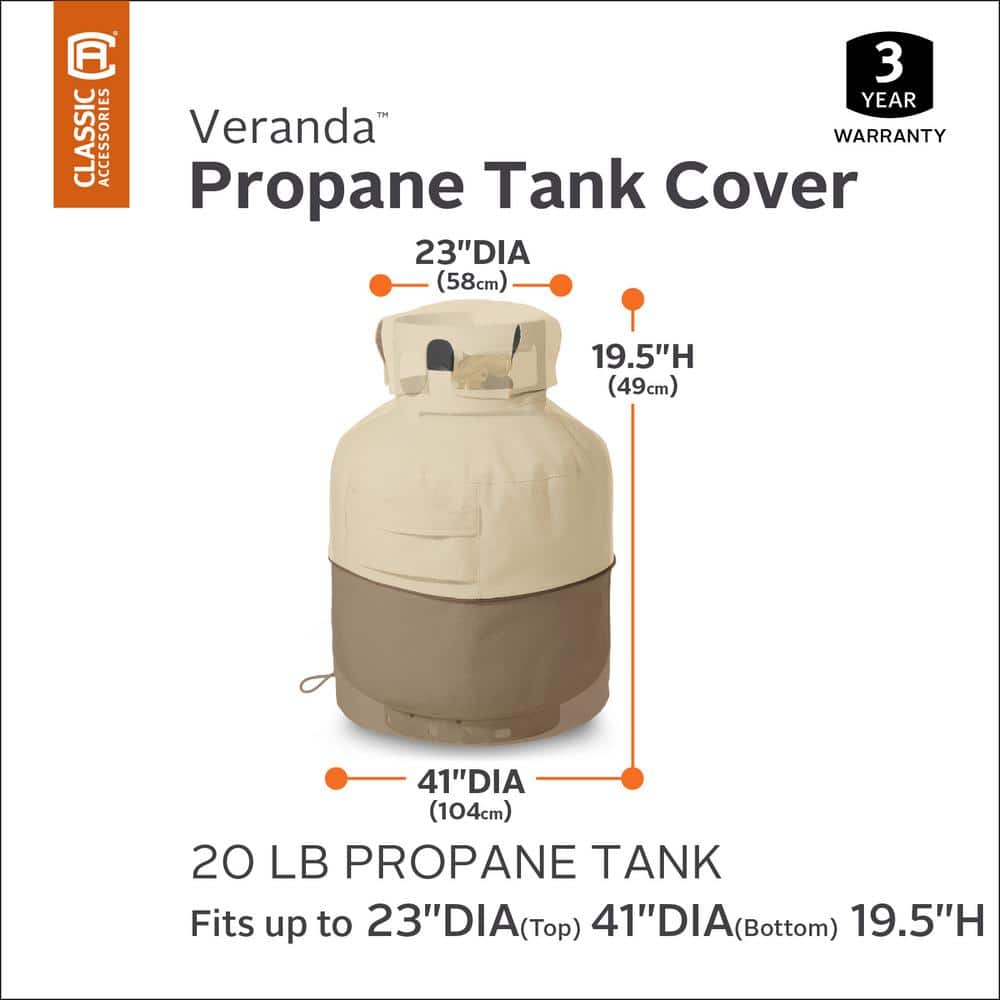 Veranda Beige and Brown Water-Resistant Propane Tank Cover