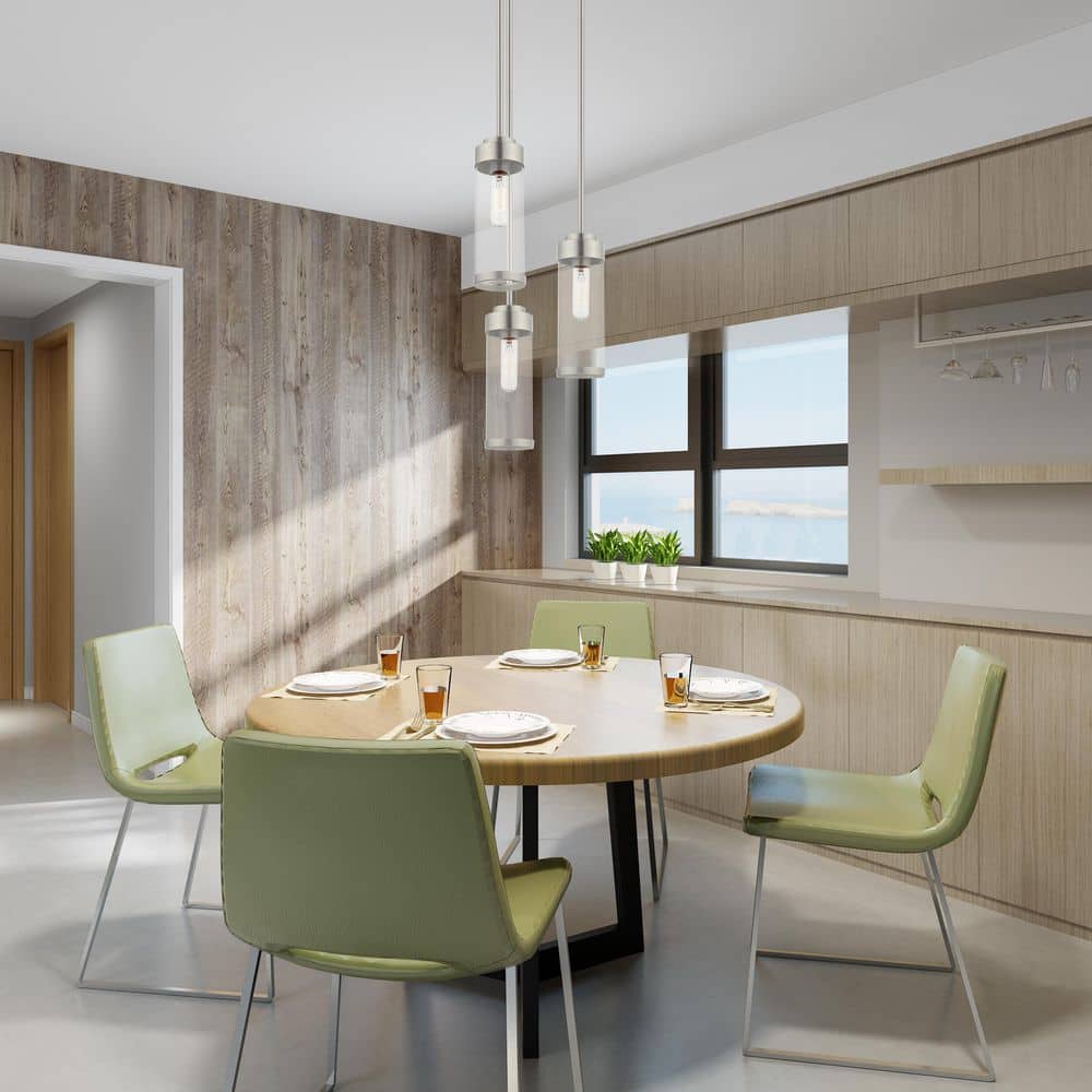 Brushed Nickel Mini Pendant with Clear Glass Shade