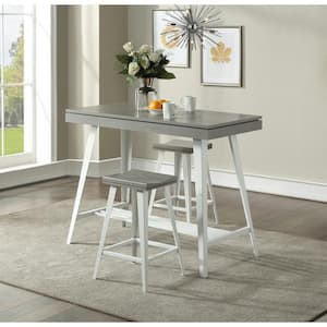 Kamili 3-Piece Antique Gray and White Counter Height Table Set