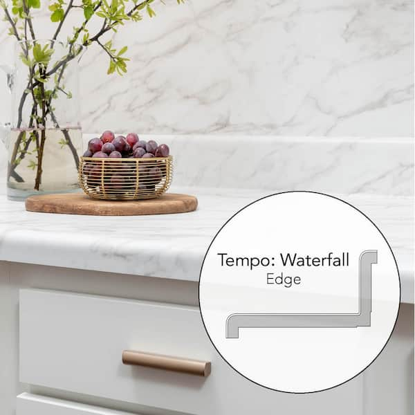 Hampton Bay 6 ft. Straight Laminate Countertop in Textured Anzio Marble  with Waterfall Edge and Integrated Backsplash 011312010695037