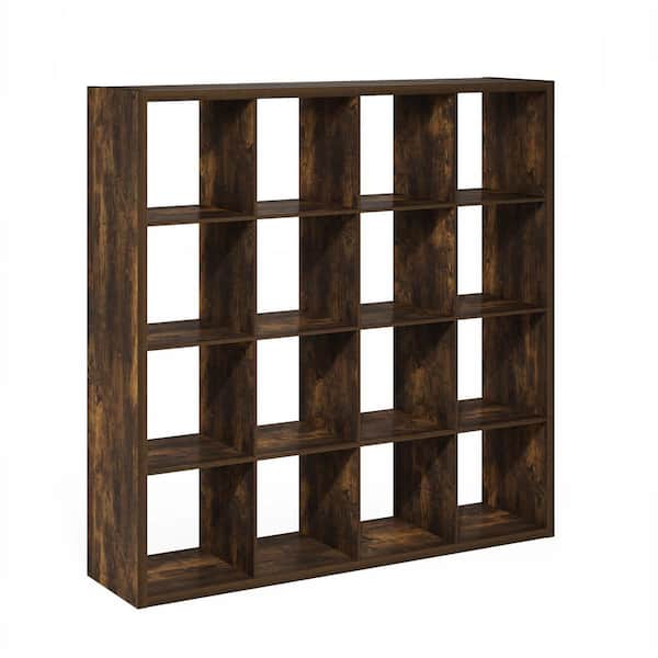 Cubicle 57.95 in. Tall White Wood 16-Cube Bookcase