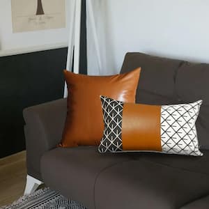 Charlie Set of 2-Rustic Brown Geometric Throw Pillows 1 in. x 20 in.