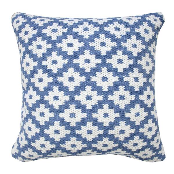 18 Recycled Polyester, Blue And Ivory Pattern Pillow with Polyester Fill -  Decorator's Warehouse