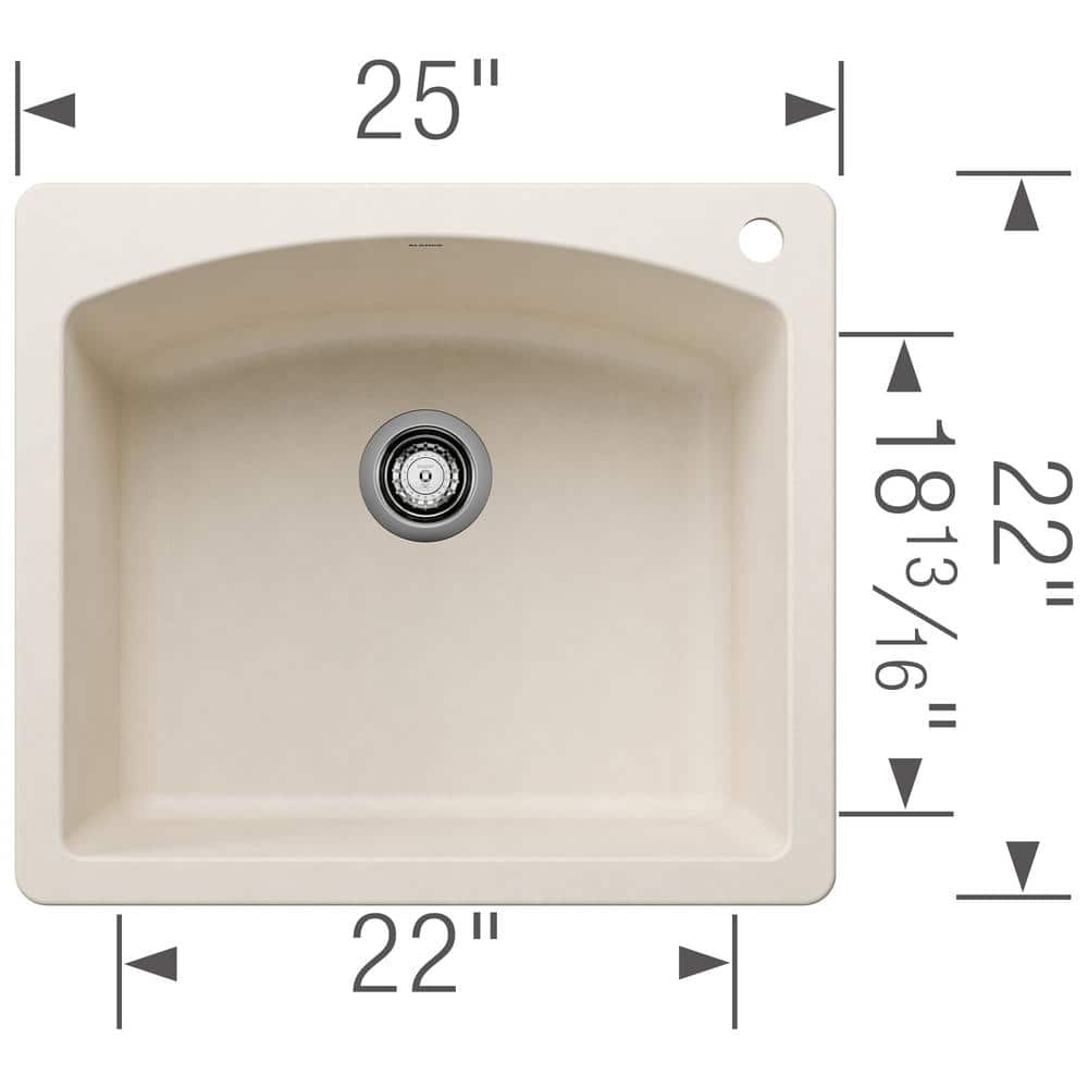 Soft White Stone Single Bowl Drop-In Kitchen Sink