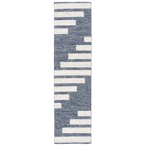 SAFAVIEH Striped Kilim Navy/Ivory 2 ft. x 5 ft. Abstract Striped Area Rug