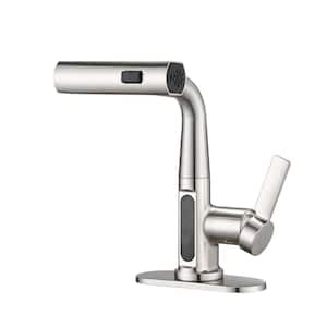 Single Handle Pull Out Sprayer Kitchen Faucet Deckplate Included in Brushed Nickel