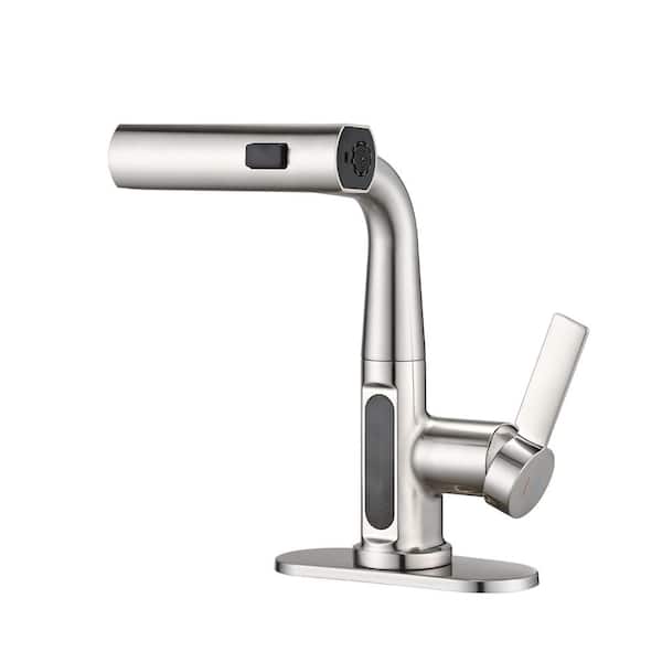 Single Handle Pull Out Sprayer Kitchen Faucet Deckplate Included in Brushed Nickel