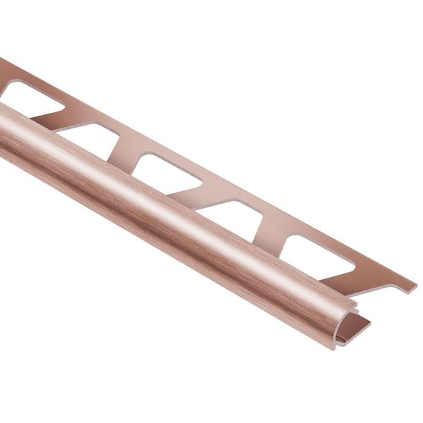 Schluter Rondec Brushed Copper Anodized Aluminum 1/2 in. x 8 ft. 2-1/2 in. Metal Bullnose Tile Edging Trim