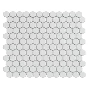 Cirkel Hex 10.2 in. x 11.8 in. Matte White Porcelain Mosaic Wall and Floor Tile (8.36 sq ft/case) - 10 pack