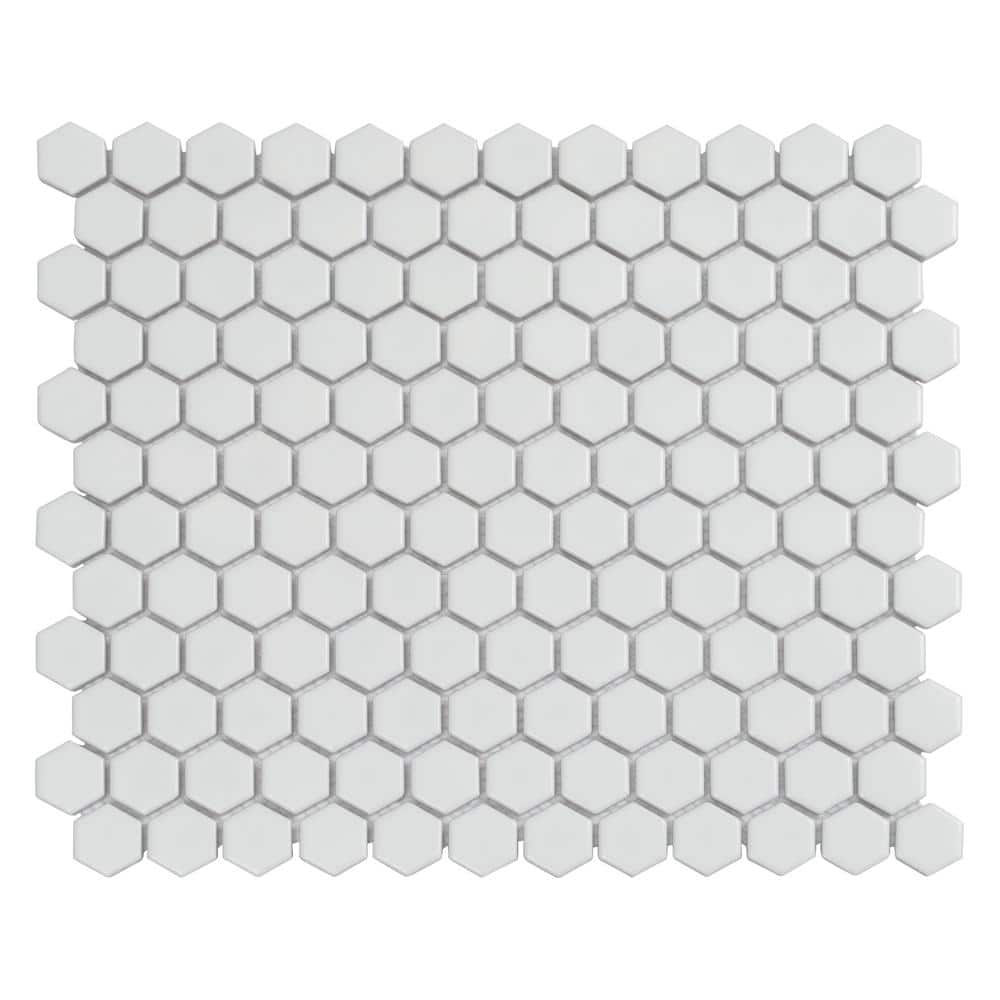 Apollo 16" Matte Black Porcelain Hexagon Mosaic Tile