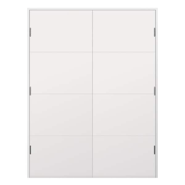 60 in. x 80 in. Bi-Parting Solid Core Wood Primed Composite Prehung French Door Catch Ball with lines Matte Black