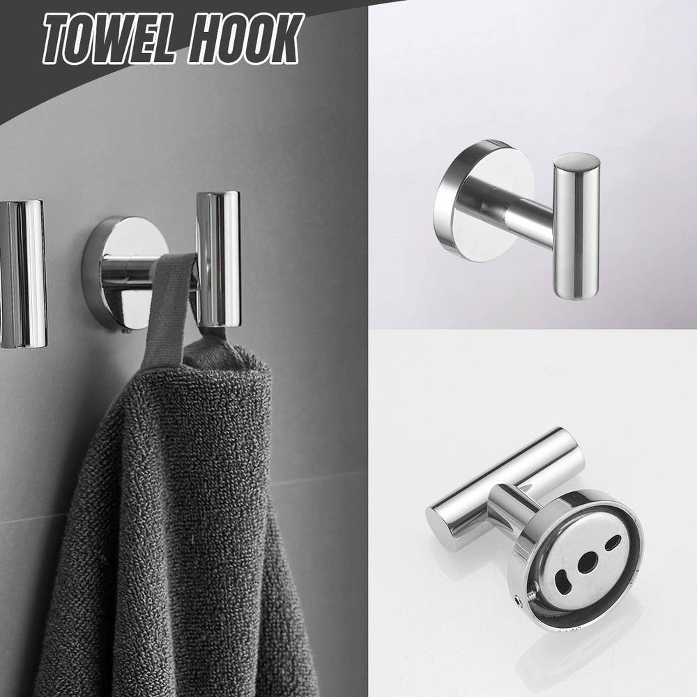 5-Piece Brushed Chrome Stainless Steel Bathroom Hardware Set