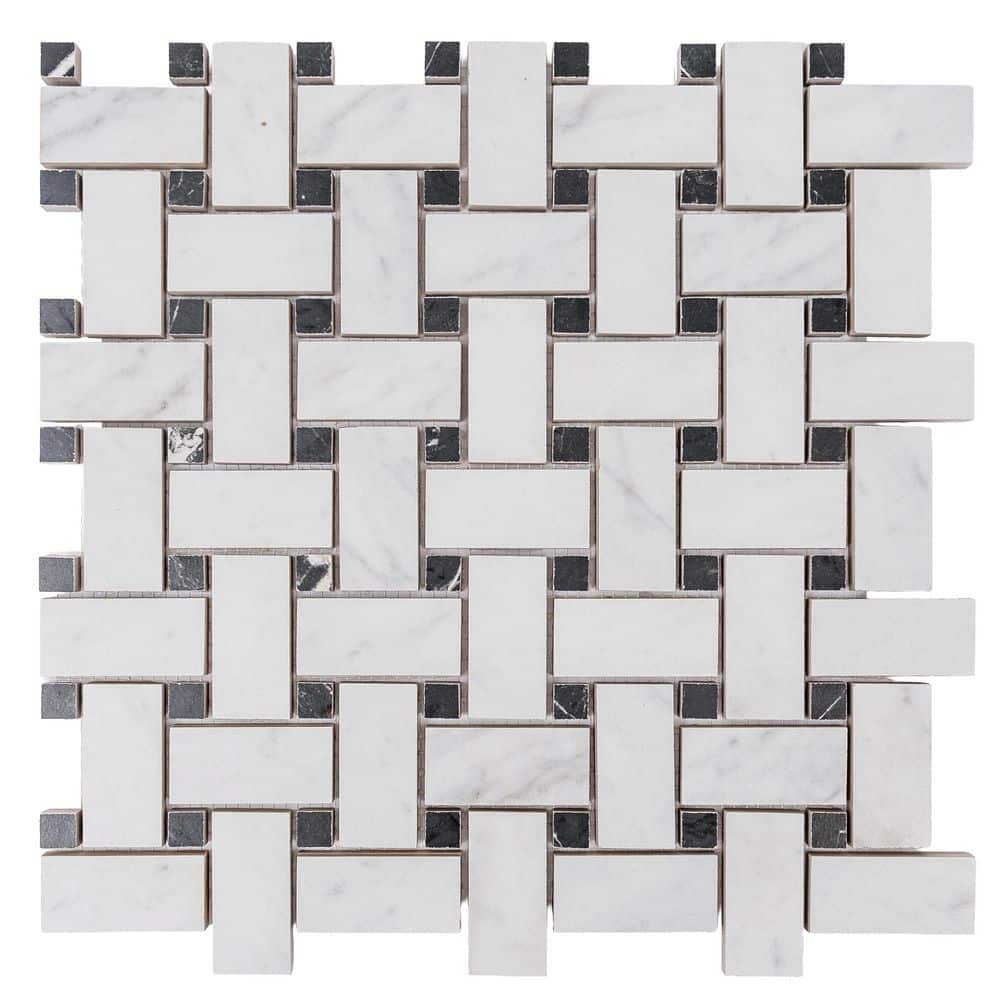 Regalia 12x12 in. White, Black Matte Gres Porcelain Basketweave Mosaic Wall and Floor Tile (5.82 sq ft/case, 6-Pack) price history on PriceWatchPro