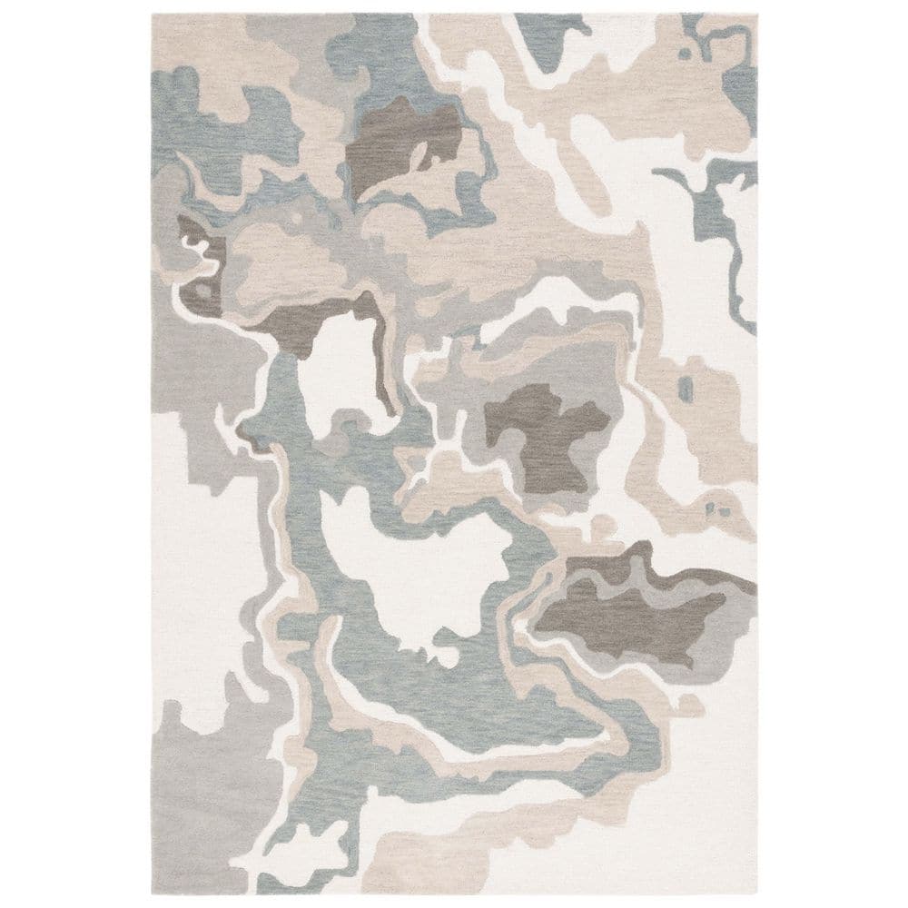 SAFAVIEH Rodeo Drive 8 ft. x 10 ft. Ivory/Gray Abstract Topograph Area ...