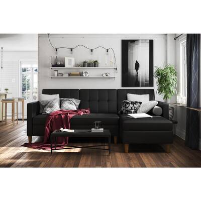 1 Year Limited Warranty Dhp The, Dhp Noah Sectional Sofa Bed With Storage Twin Black Faux Leather