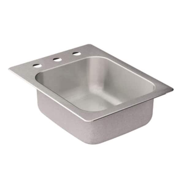MOEN 2000 Series Drop-in Stainless Steel 17 in. 3-Hole Bar Single Bowl Kitchen Sink